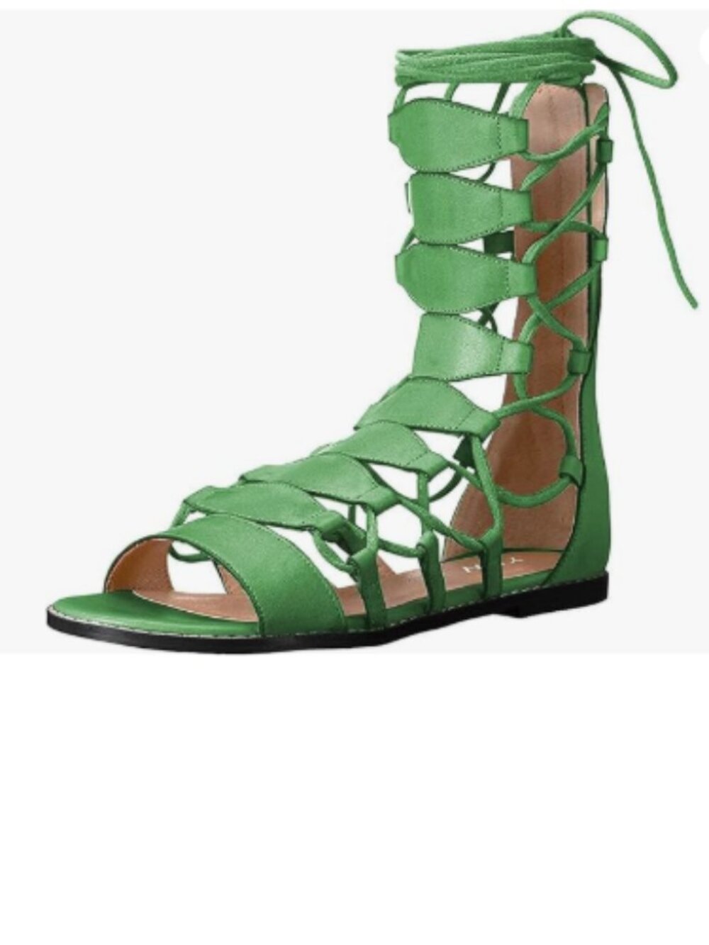 YDN Green Ankle High Gladiator Sandals for Women Lace up Open toe Flats Zip Shoe